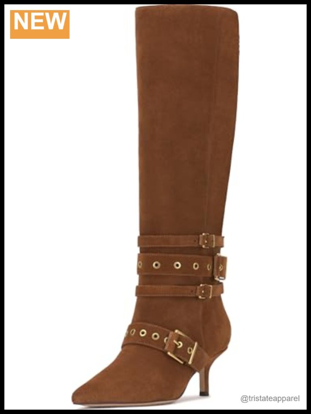 Women's Suede Stiletto Knee High Boots - Pointed Toe Zip Closure